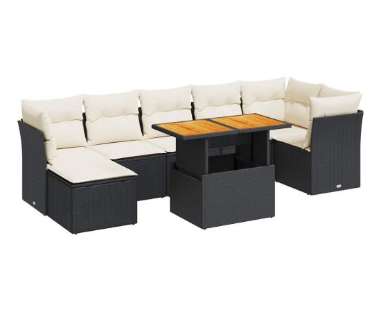 vidaXL vidaXL 8-cz. zestaw wypoczynkowy do ogrodu, z poduszkami, czarny Dārza mēbeļu komplekti