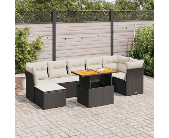 vidaXL vidaXL 8-cz. zestaw wypoczynkowy do ogrodu, z poduszkami, czarny Dārza mēbeļu komplekti