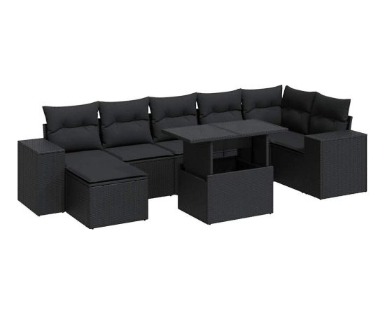 vidaXL vidaXL 8-cz. zestaw wypoczynkowy do ogrodu, z poduszkami, czarny Dārza mēbeļu komplekti