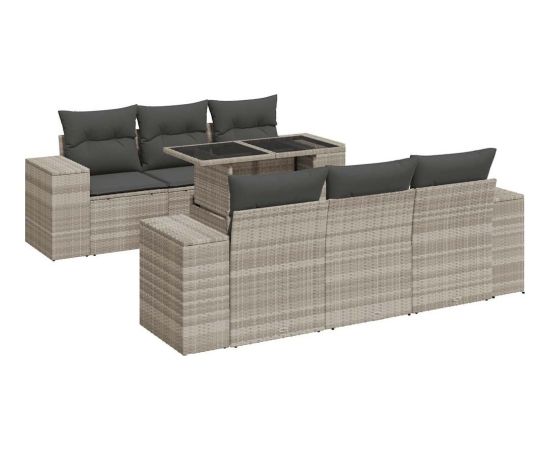 vidaXL vidaXL 7-cz. zestaw wypoczynkowy do ogrodu, z poduszkami, jasnoszary Dārza mēbeļu komplekti