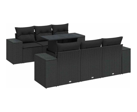 vidaXL vidaXL 7-cz. zestaw wypoczynkowy do ogrodu, z poduszkami, czarny Dārza mēbeļu komplekti