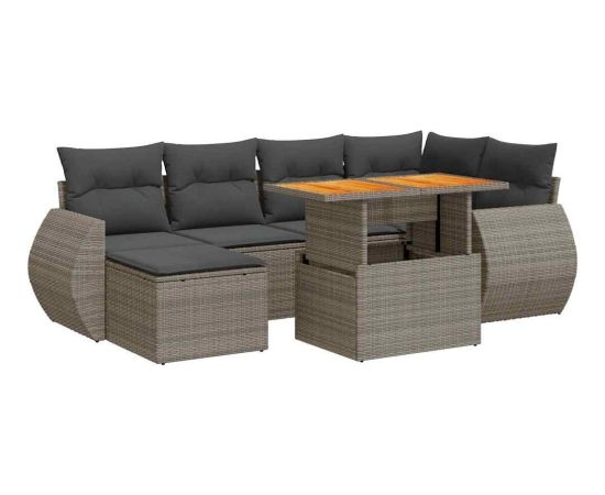 vidaXL vidaXL 7-cz. zestaw wypoczynkowy do ogrodu, z poduszkami, szary Dārza mēbeļu komplekti