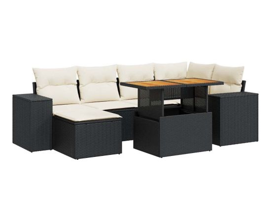 vidaXL vidaXL 7-cz. zestaw wypoczynkowy do ogrodu, z poduszkami, czarny Dārza mēbeļu komplekti