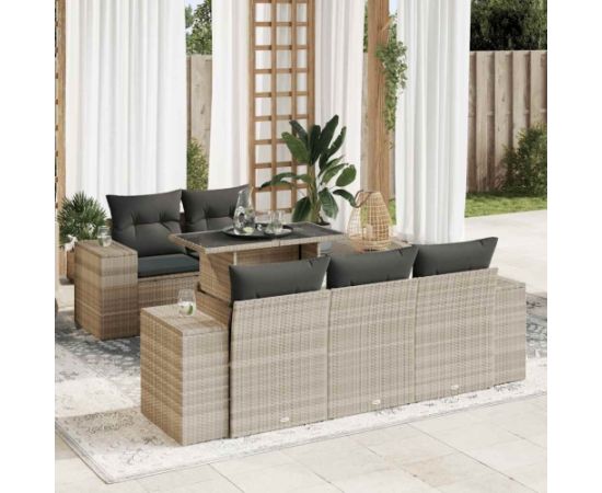 vidaXL vidaXL 6-cz. zestaw mebli ogrodowych, z poduszkami, jasnoszary Dārza mēbeļu komplekti