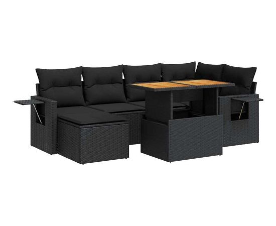 vidaXL vidaXL 7-cz. zestaw wypoczynkowy do ogrodu, z poduszkami, czarny Dārza mēbeļu komplekti