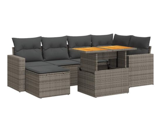 vidaXL vidaXL 7-cz. zestaw wypoczynkowy do ogrodu, z poduszkami, szary Dārza mēbeļu komplekti