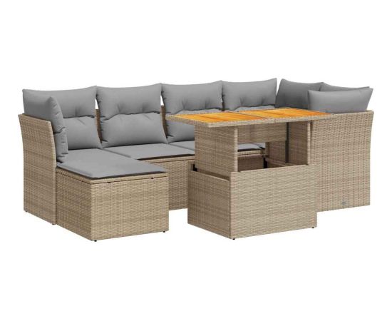 vidaXL vidaXL 7-cz. zestaw wypoczynkowy do ogrodu, z poduszkami, beżowy Dārza mēbeļu komplekti