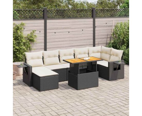 vidaXL vidaXL 8-cz. zestaw wypoczynkowy do ogrodu, z poduszkami, czarny Dārza mēbeļu komplekti