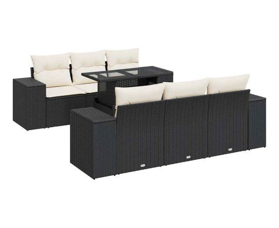 vidaXL vidaXL 7-cz. zestaw wypoczynkowy do ogrodu, z poduszkami, czarny Dārza mēbeļu komplekti