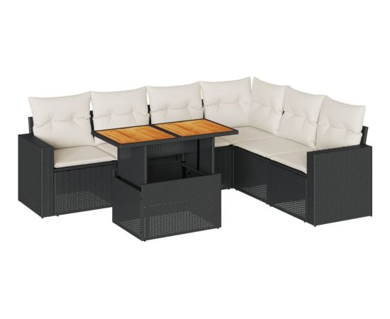 vidaXL vidaXL 7-cz. zestaw wypoczynkowy do ogrodu, z poduszkami, czarny Dārza mēbeļu komplekti