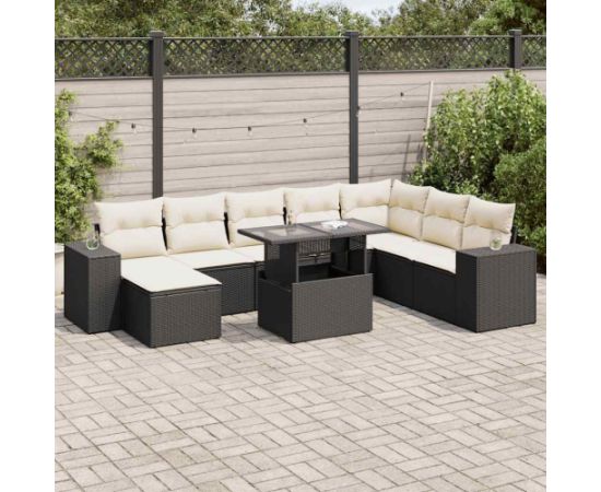 vidaXL vidaXL 9-cz. zestaw wypoczynkowy do ogrodu, z poduszkami, czarny Dārza mēbeļu komplekti