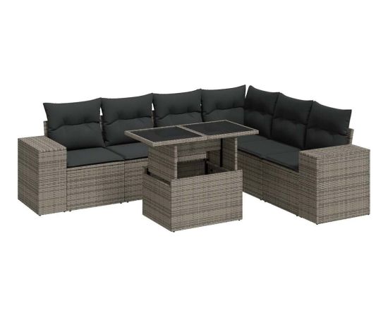 vidaXL vidaXL 7-cz. zestaw wypoczynkowy do ogrodu, z poduszkami, szary Dārza mēbeļu komplekti