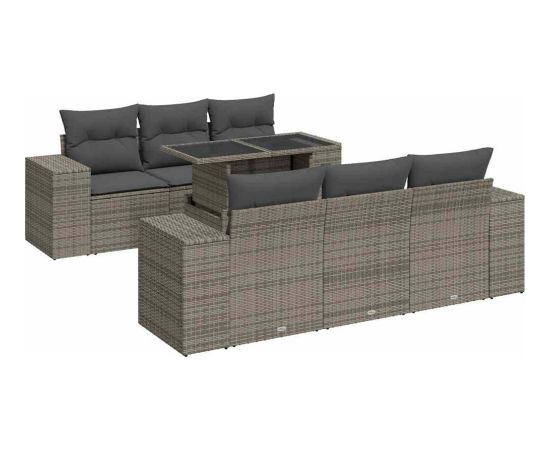 vidaXL vidaXL 7-cz. zestaw wypoczynkowy do ogrodu, z poduszkami, szary Dārza mēbeļu komplekti