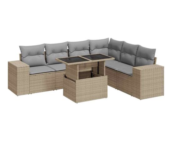 vidaXL vidaXL 7-cz. zestaw wypoczynkowy do ogrodu, z poduszkami, beżowy Dārza mēbeļu komplekti