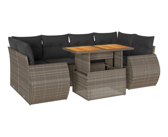 vidaXL 7-cz. zestaw wypoczynkowy do ogrodu, z poduszkami, szary Dārza mēbeļu komplekti