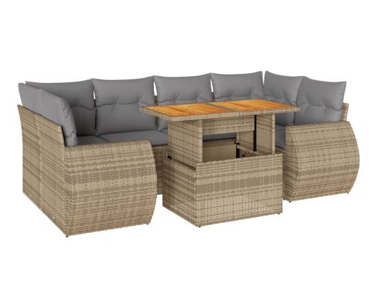 vidaXL 7-cz. zestaw wypoczynkowy do ogrodu, z poduszkami, beżowy Dārza mēbeļu komplekti