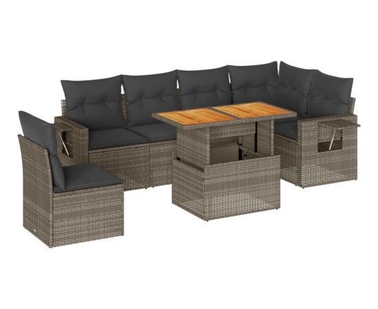 vidaXL 7-cz. zestaw wypoczynkowy do ogrodu, z poduszkami, szary Dārza mēbeļu komplekti