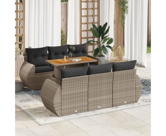 vidaXL 7-cz. zestaw wypoczynkowy do ogrodu, z poduszkami, szary Dārza mēbeļu komplekti