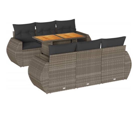 vidaXL 7-cz. zestaw wypoczynkowy do ogrodu, z poduszkami, szary Dārza mēbeļu komplekti