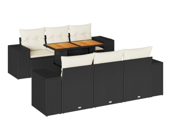 vidaXL 7-cz. zestaw wypoczynkowy do ogrodu, z poduszkami, czarny Dārza mēbeļu komplekti