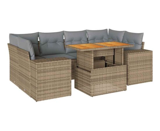 vidaXL 7-cz. zestaw wypoczynkowy do ogrodu, z poduszkami, beżowy Dārza mēbeļu komplekti