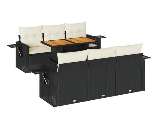 vidaXL 7-cz. zestaw wypoczynkowy do ogrodu, z poduszkami, czarny Dārza mēbeļu komplekti