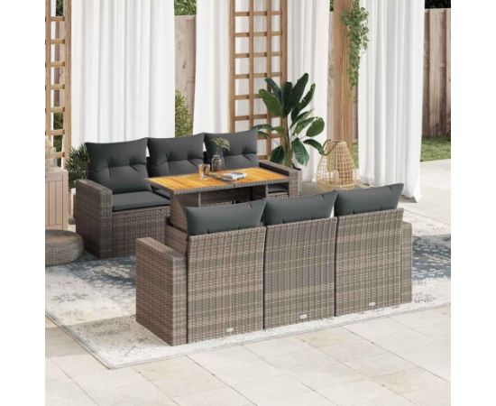 vidaXL 7-cz. zestaw wypoczynkowy do ogrodu, z poduszkami, szary Dārza mēbeļu komplekti