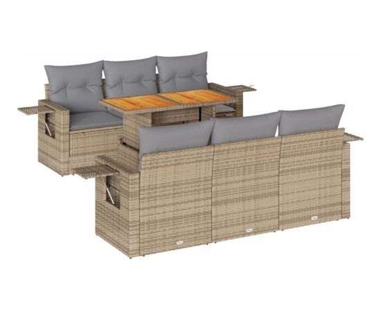 vidaXL 7-cz. zestaw wypoczynkowy do ogrodu, z poduszkami, beżowy Dārza mēbeļu komplekti