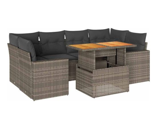 vidaXL 7-cz. zestaw wypoczynkowy do ogrodu, z poduszkami, szary Dārza mēbeļu komplekti