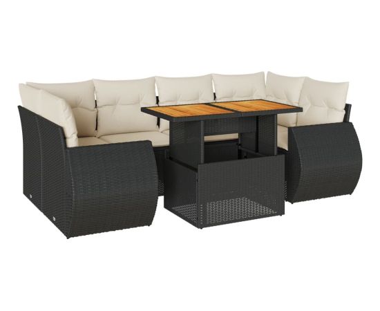 vidaXL 7-cz. zestaw wypoczynkowy do ogrodu, z poduszkami, czarny Dārza mēbeļu komplekti