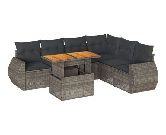 vidaXL 7-cz. zestaw wypoczynkowy do ogrodu, z poduszkami, szary Dārza mēbeļu komplekti