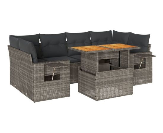 vidaXL 7-cz. zestaw wypoczynkowy do ogrodu, z poduszkami, szary Dārza mēbeļu komplekti