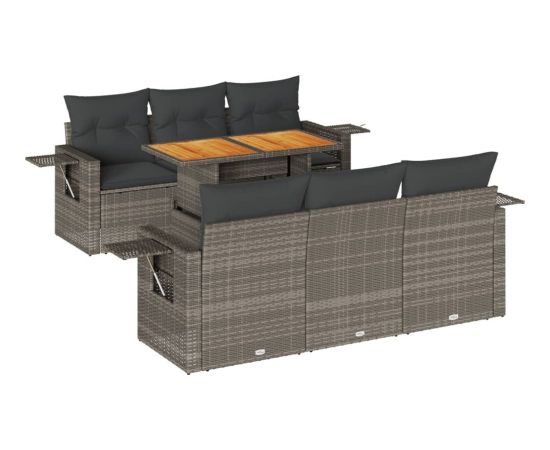 vidaXL 7-cz. zestaw wypoczynkowy do ogrodu, z poduszkami, szary Dārza mēbeļu komplekti