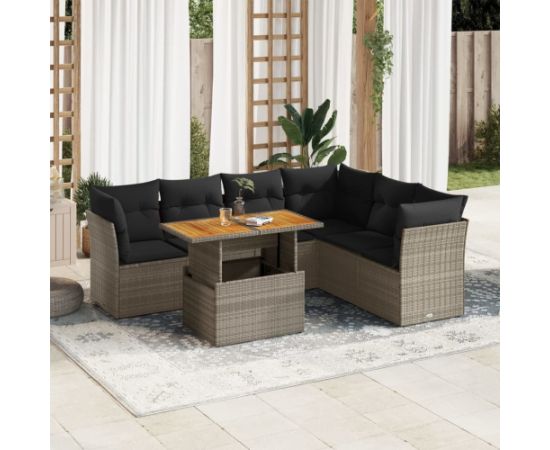 vidaXL 7-cz. zestaw wypoczynkowy do ogrodu, z poduszkami, szary Dārza mēbeļu komplekti