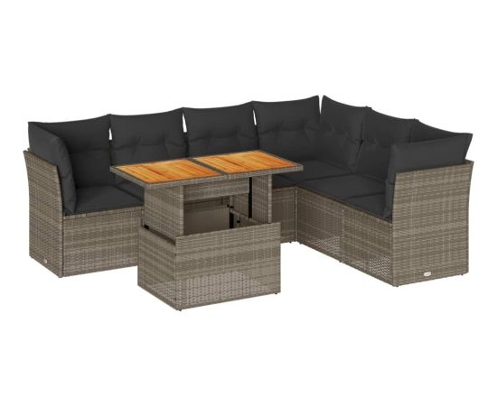 vidaXL 7-cz. zestaw wypoczynkowy do ogrodu, z poduszkami, szary Dārza mēbeļu komplekti