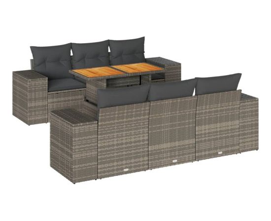 vidaXL 7-cz. zestaw wypoczynkowy do ogrodu, z poduszkami, szary Dārza mēbeļu komplekti