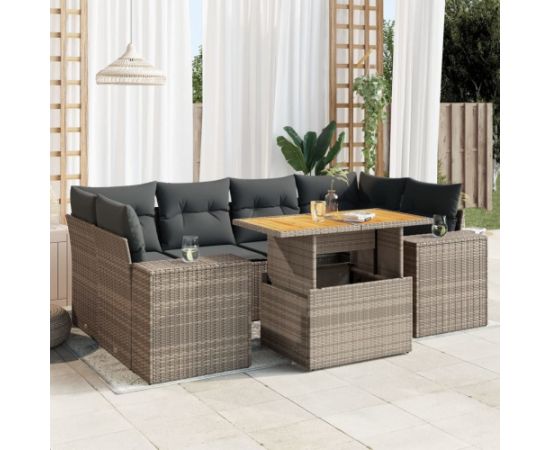 vidaXL 7-cz. zestaw wypoczynkowy do ogrodu, z poduszkami, szary Dārza mēbeļu komplekti