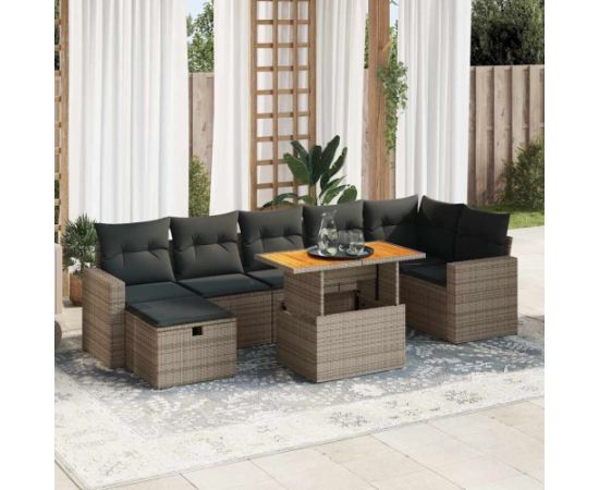 vidaXL 5-cz. zestaw wypoczynkowy do ogrodu, poduszki polirattan akacja Dārza mēbeļu komplekti