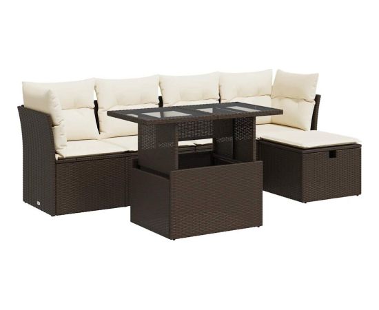 vidaXL vidaXL 6-cz. zestaw wypoczynkowy do ogrodu, z poduszkami, brązowy Dārza mēbeļu komplekti