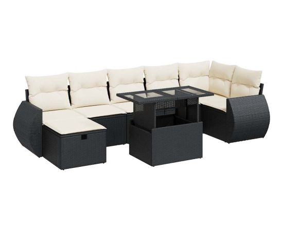 vidaXL vidaXL 8-cz. zestaw wypoczynkowy do ogrodu, z poduszkami, czarny Dārza mēbeļu komplekti