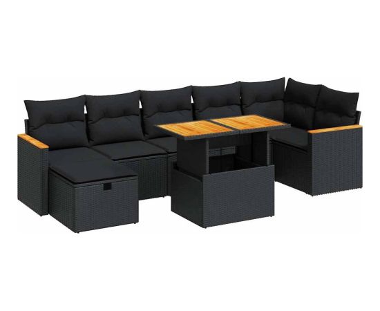 vidaXL vidaXL 5-cz. zestaw wypoczynkowy do ogrodu, poduszki, czarny rattan PE Dārza mēbeļu komplekti