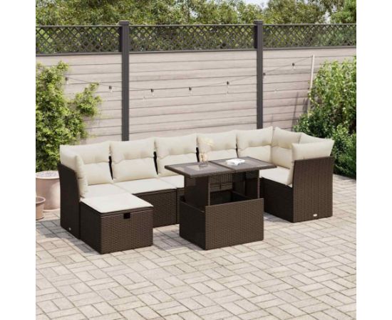 vidaXL vidaXL 8-cz. zestaw wypoczynkowy do ogrodu, z poduszkami, brązowy Dārza mēbeļu komplekti