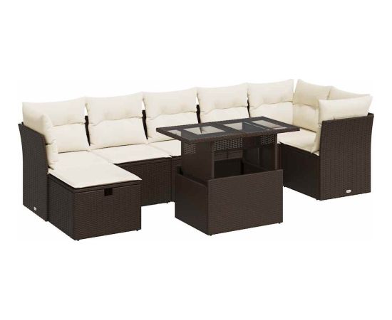 vidaXL vidaXL 8-cz. zestaw wypoczynkowy do ogrodu, z poduszkami, brązowy Dārza mēbeļu komplekti