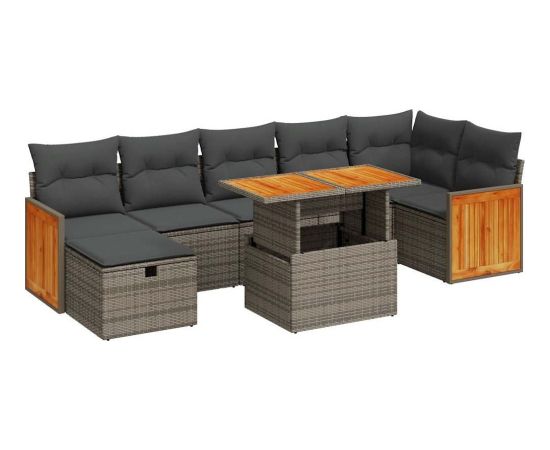 vidaXL vidaXL 5-cz. zestaw wypoczynkowy do ogrodu, poduszki, szary rattan PE Dārza mēbeļu komplekti