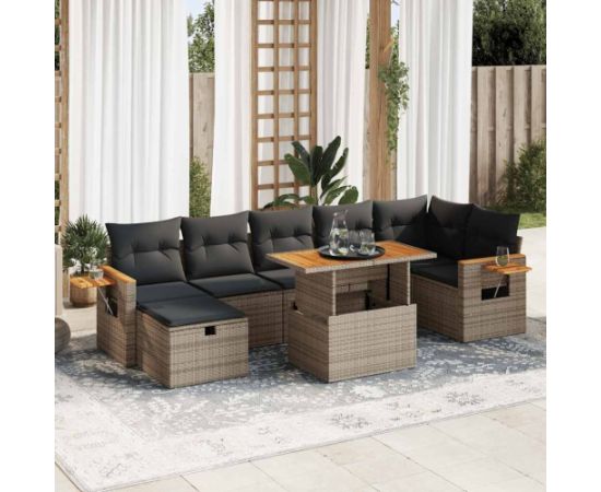 vidaXL vidaXL 5-cz. zestaw wypoczynkowy do ogrodu, poduszki, szary rattan PE Dārza mēbeļu komplekti