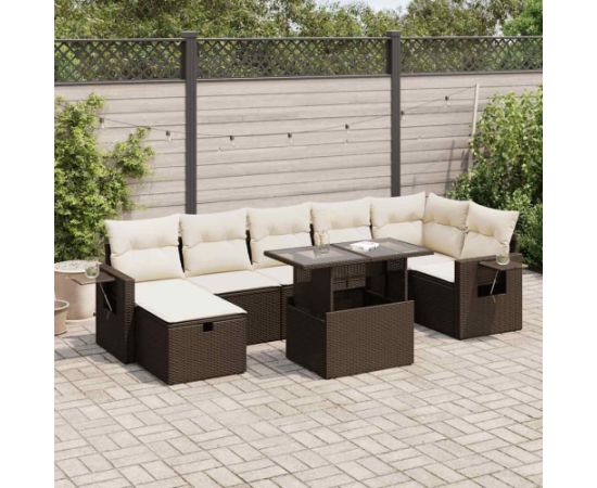 vidaXL vidaXL 8-cz. zestaw wypoczynkowy do ogrodu, z poduszkami, brązowy Dārza mēbeļu komplekti