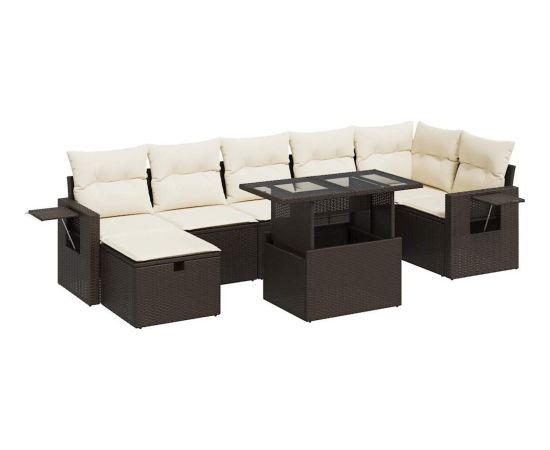 vidaXL vidaXL 8-cz. zestaw wypoczynkowy do ogrodu, z poduszkami, brązowy Dārza mēbeļu komplekti