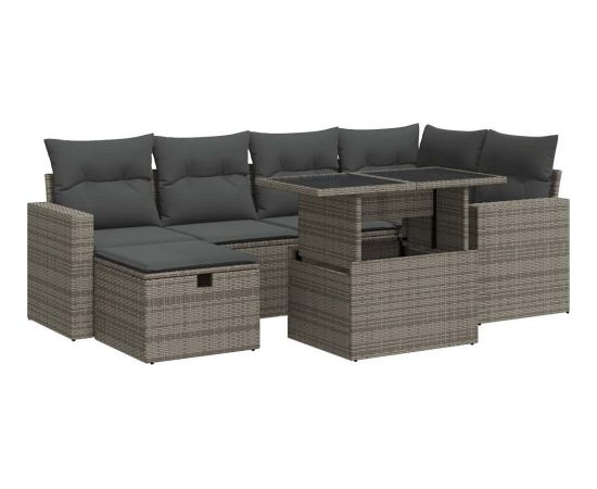 vidaXL vidaXL 7-cz. zestaw wypoczynkowy do ogrodu, z poduszkami, szary Dārza mēbeļu komplekti