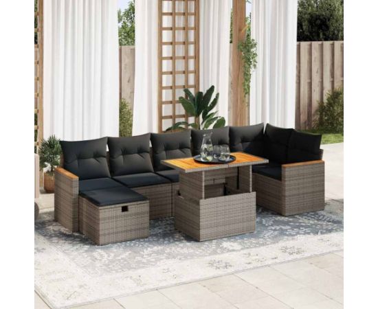 vidaXL vidaXL 5-cz. zestaw wypoczynkowy do ogrodu, poduszki, szary rattan PE Dārza mēbeļu komplekti