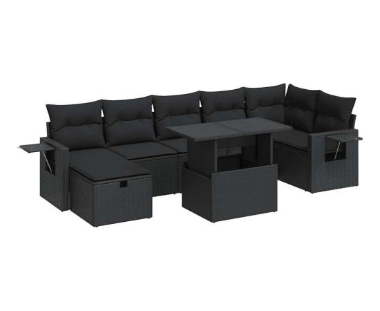 vidaXL vidaXL 8-cz. zestaw wypoczynkowy do ogrodu, z poduszkami, czarny Dārza mēbeļu komplekti